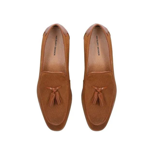 Kurt Geiger Buster Tan Suede Mens Tassel Loafers