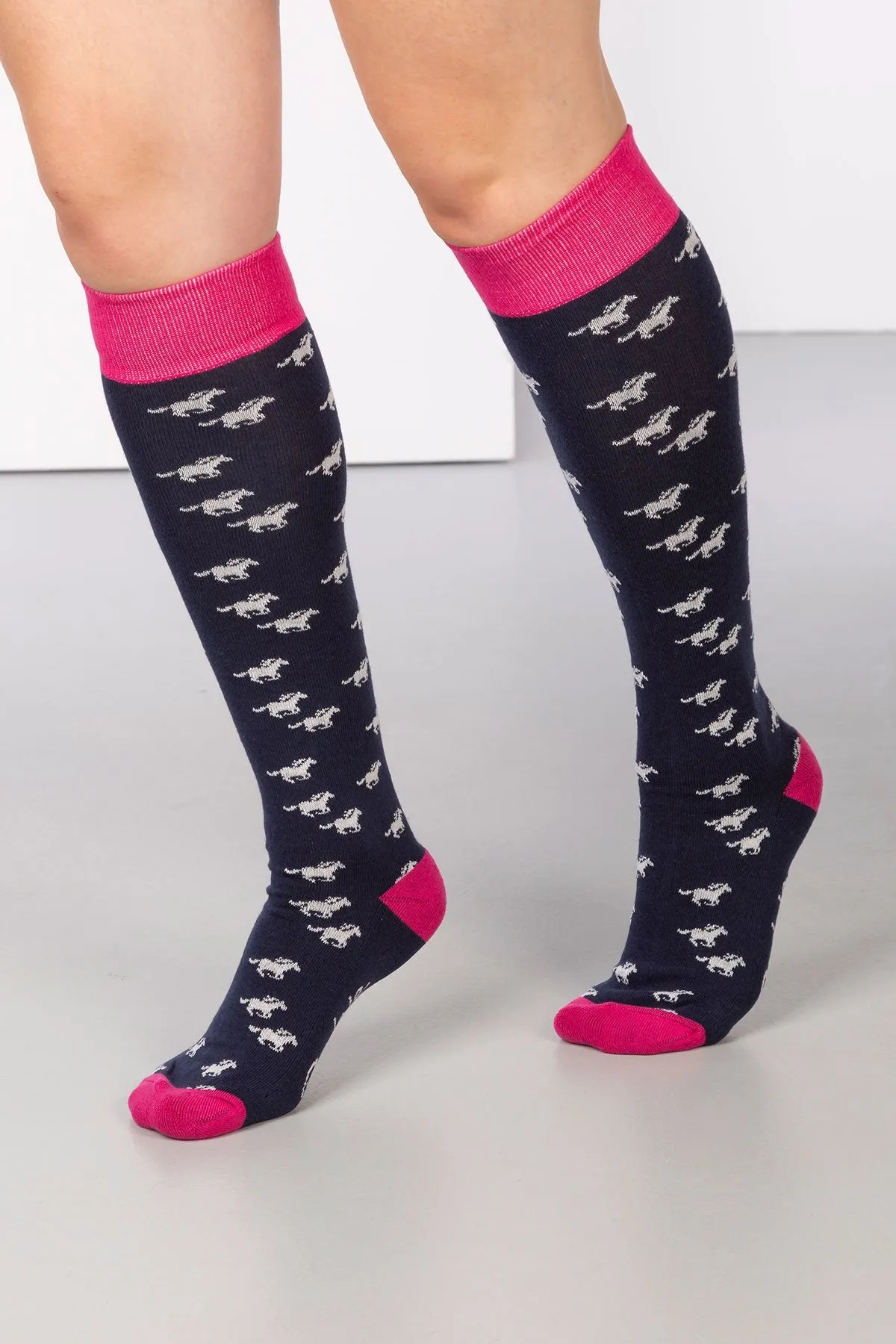 Ladies Galloping Horse Knee Length Socks