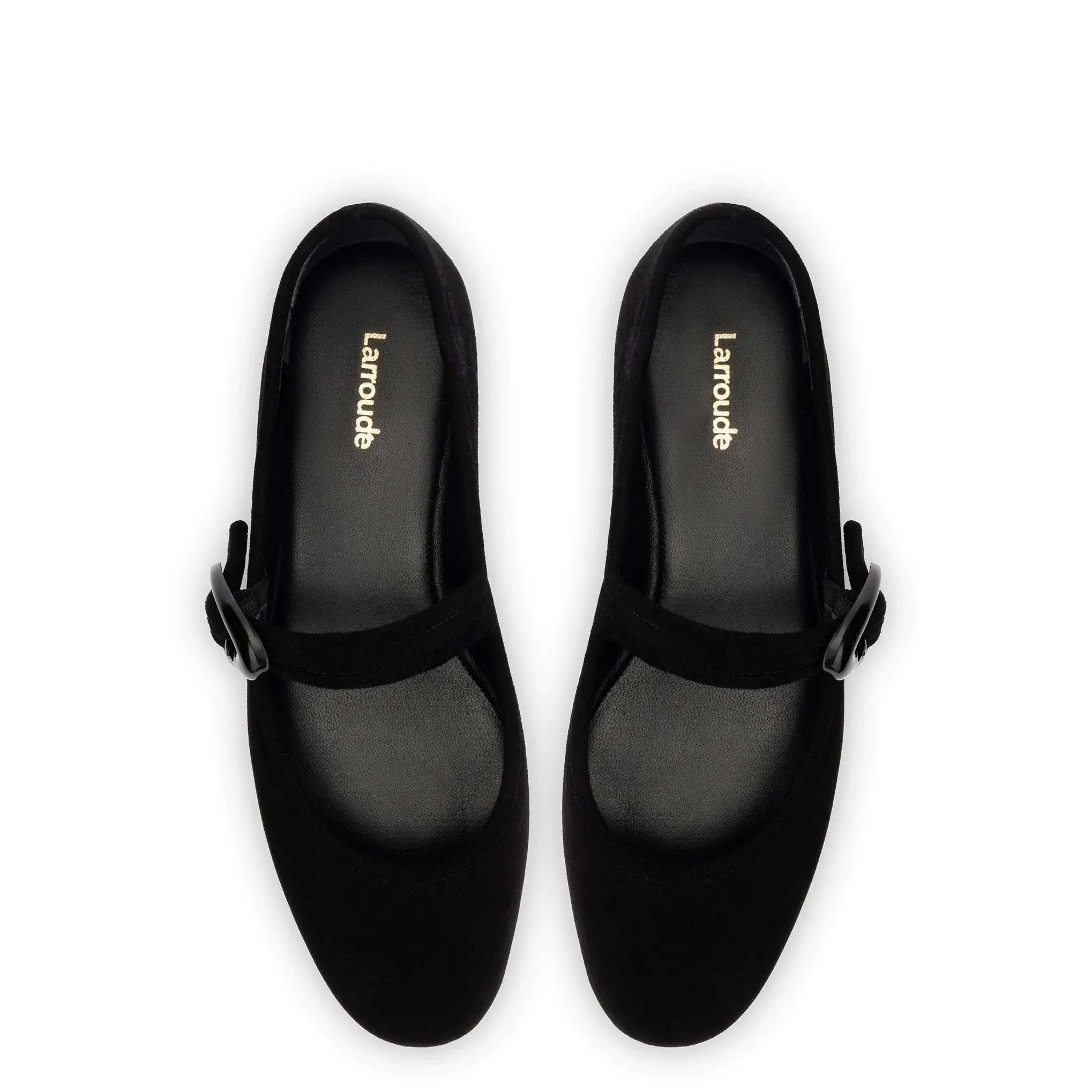 Larroude Verona Ballet Flat In Black Suede