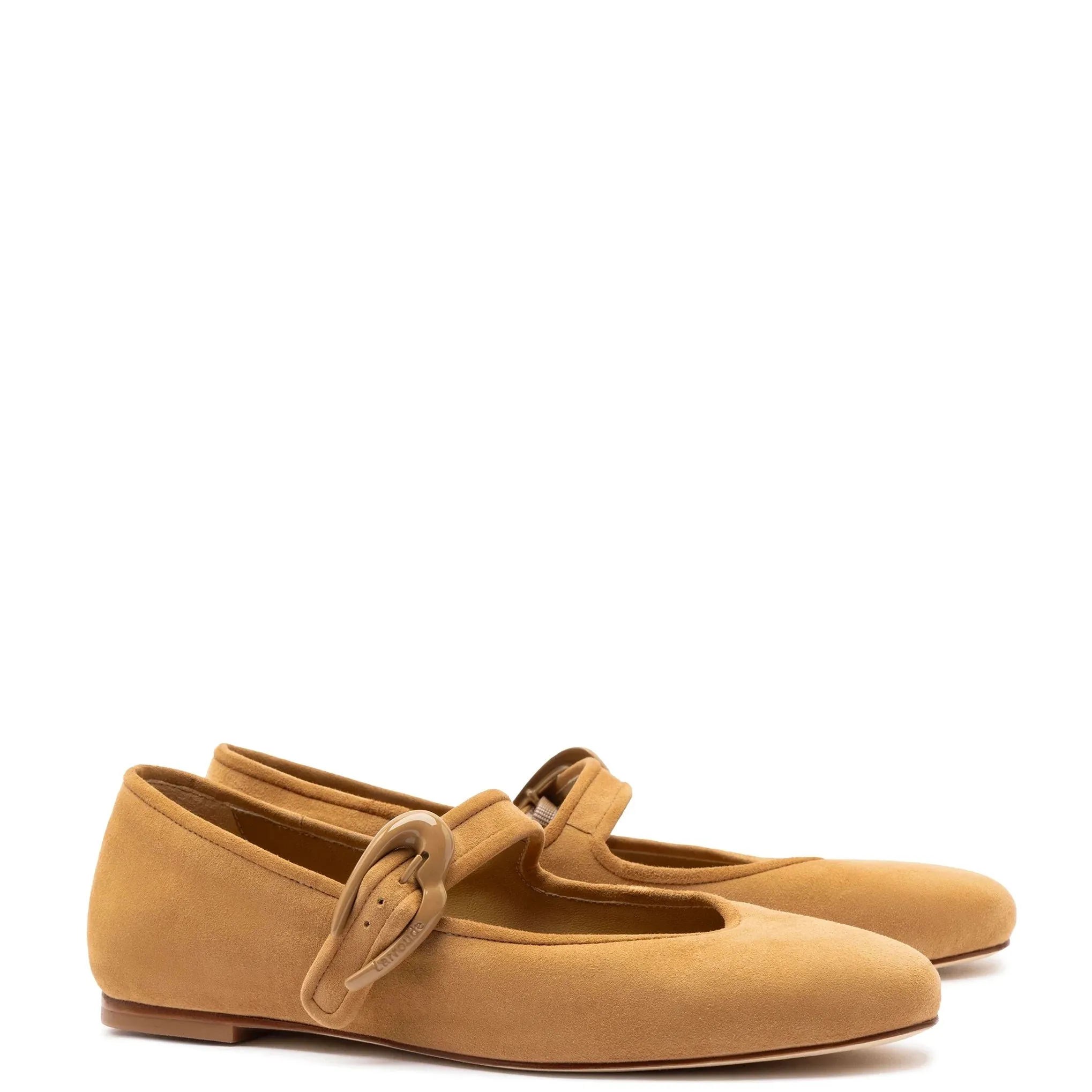 Larroude Verona Ballet Flat In Peanut Suede