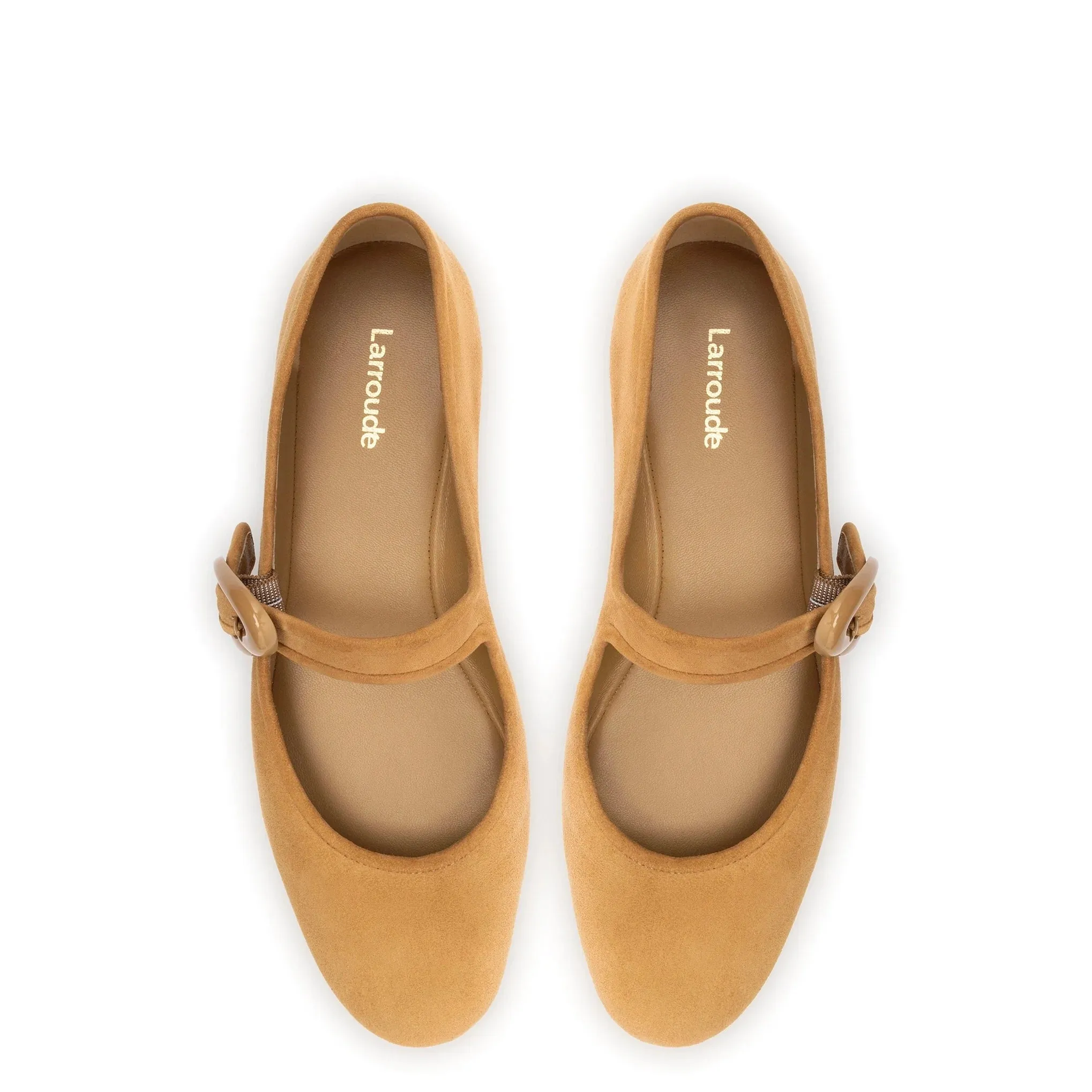 Larroude Verona Ballet Flat In Peanut Suede