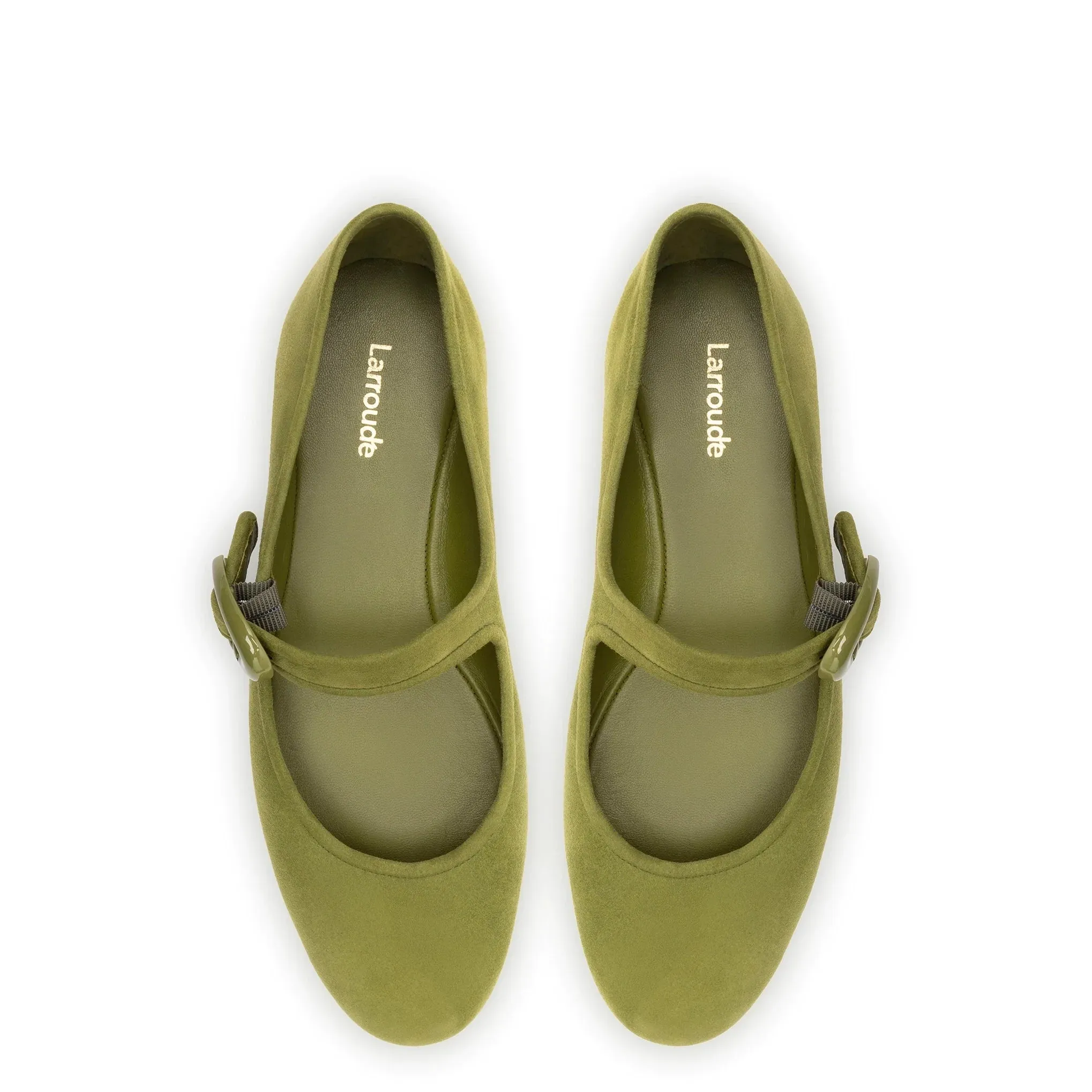 Larroude Verona Ballet Flat In Seaweed Suede