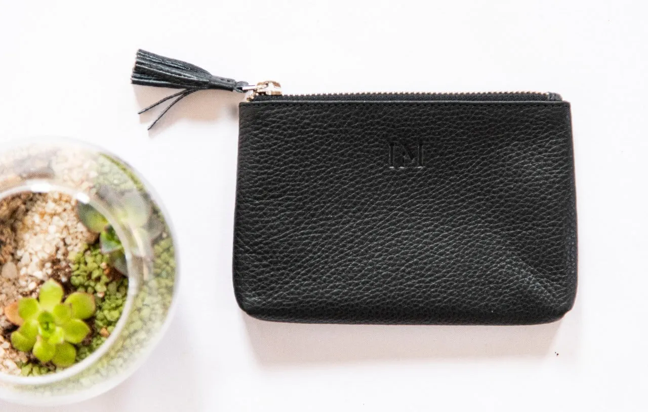 Le Mira 'The Pompon' Genuine Leather Pouch