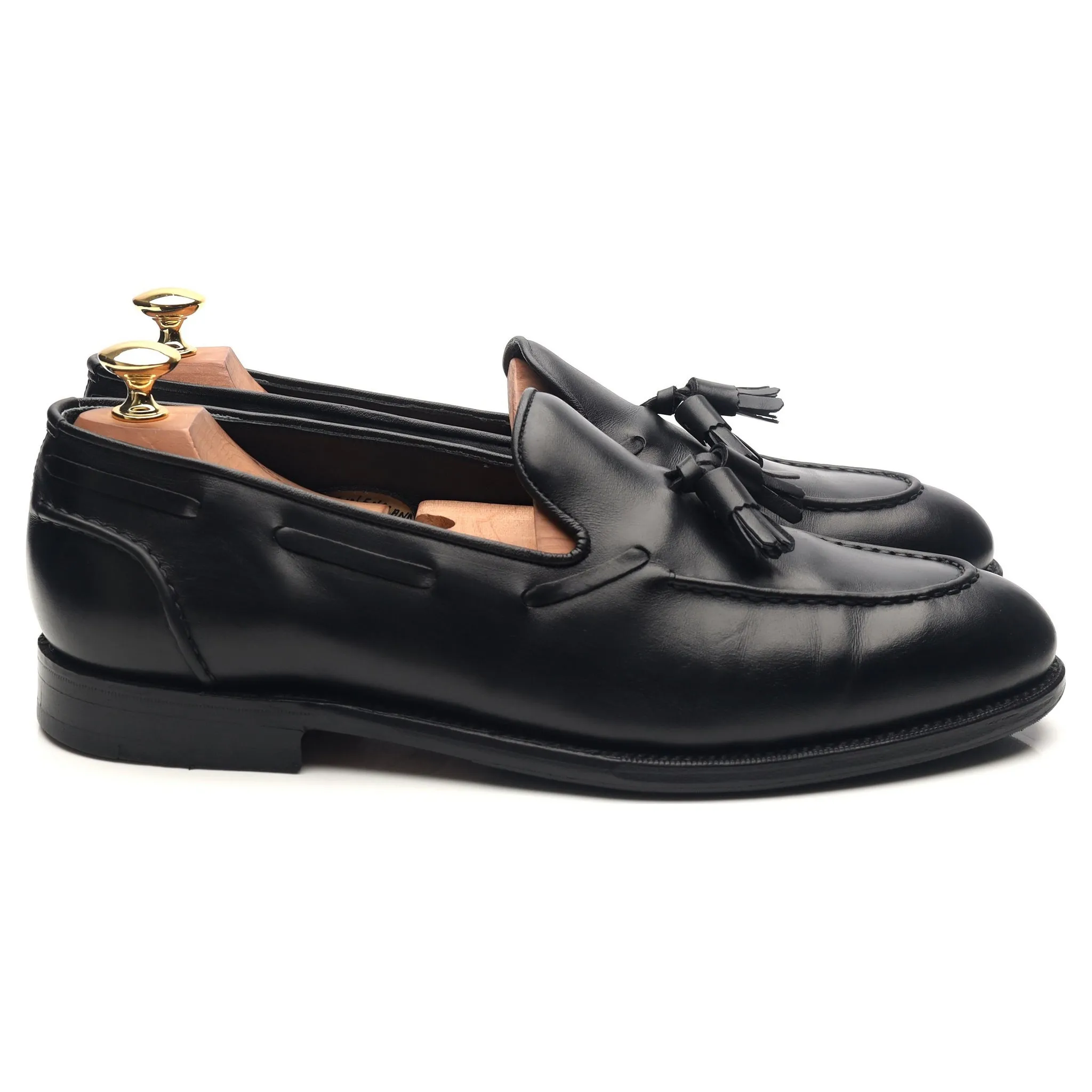 'Leadenhall' Black Leather Tassel Loafers UK 9.5 E