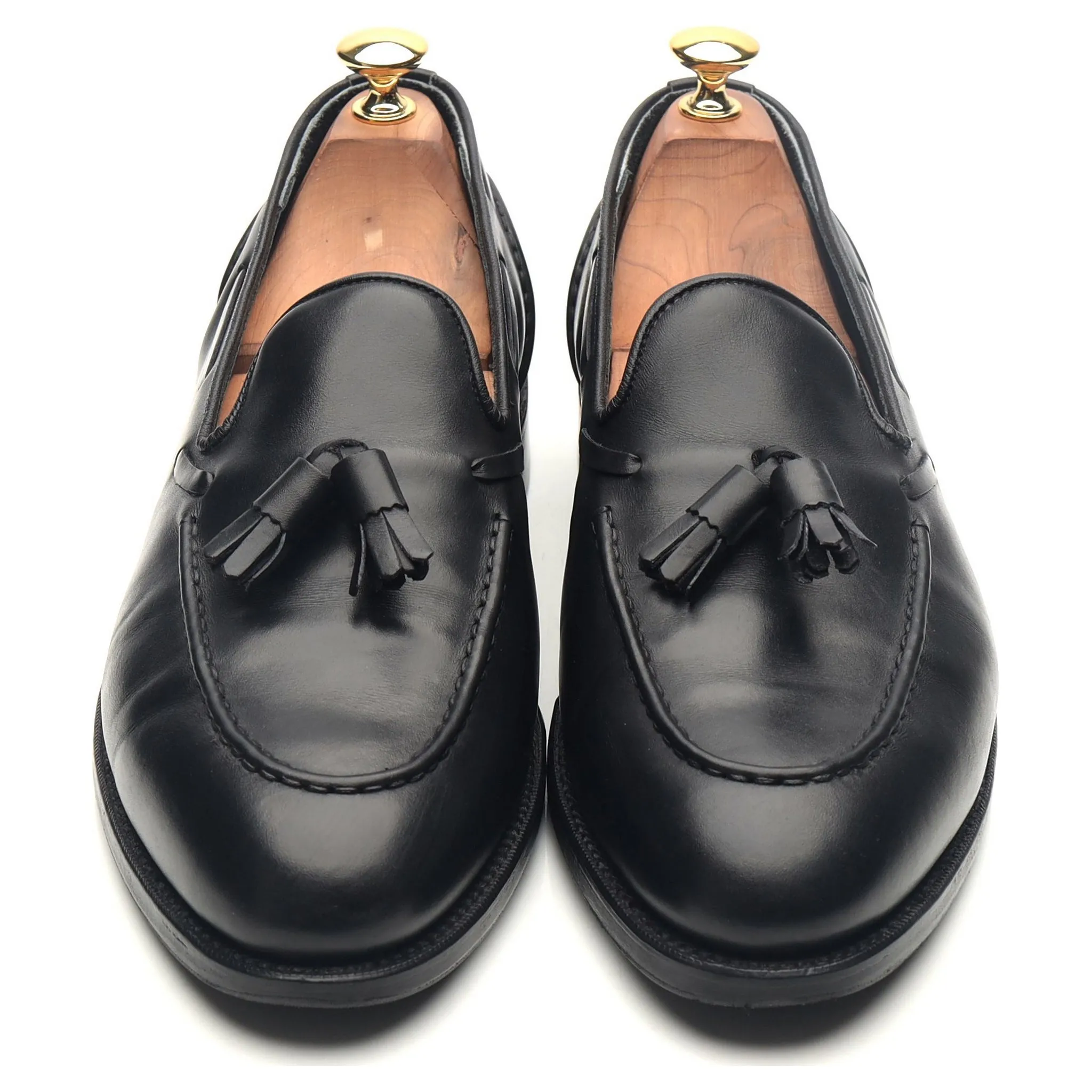 'Leadenhall' Black Leather Tassel Loafers UK 9.5 E