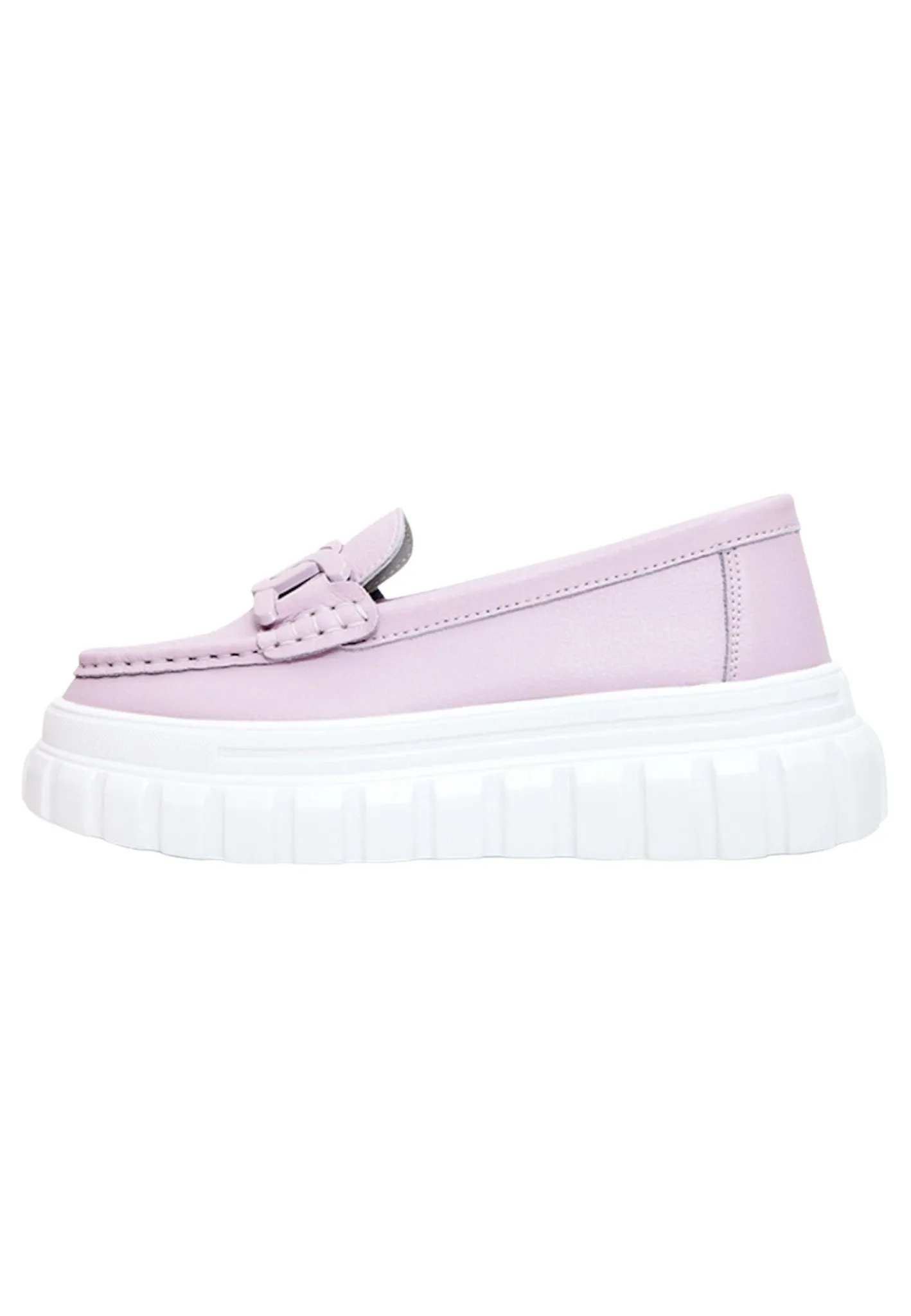 Leather Urban Platform Loafers - Pink