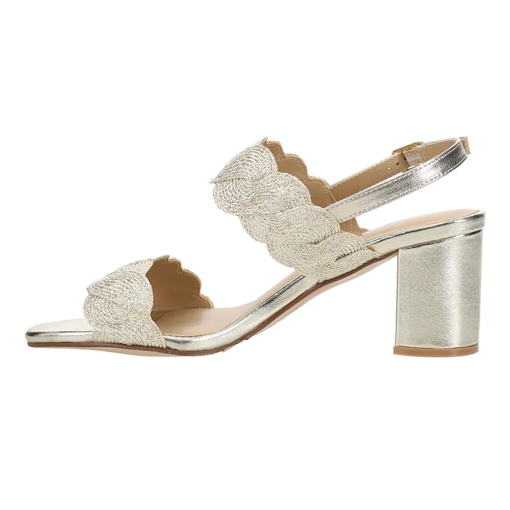 Lettie Woven Metallic Block Heel Sandals