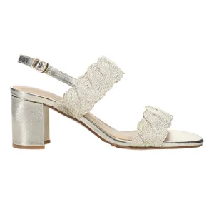 Lettie Woven Metallic Block Heel Sandals