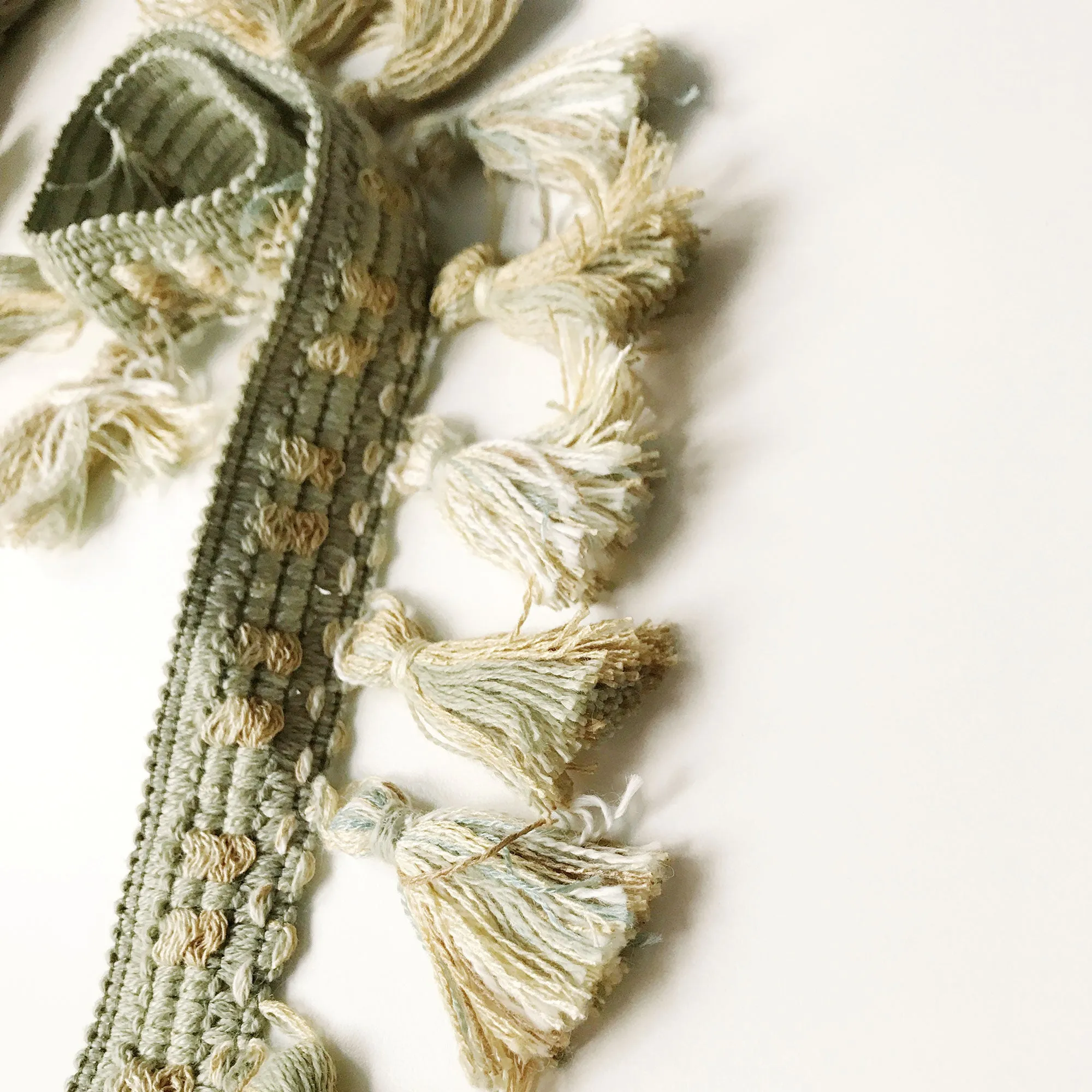 Lime and neutral High Quality Decorative Tassel Trim by the yard