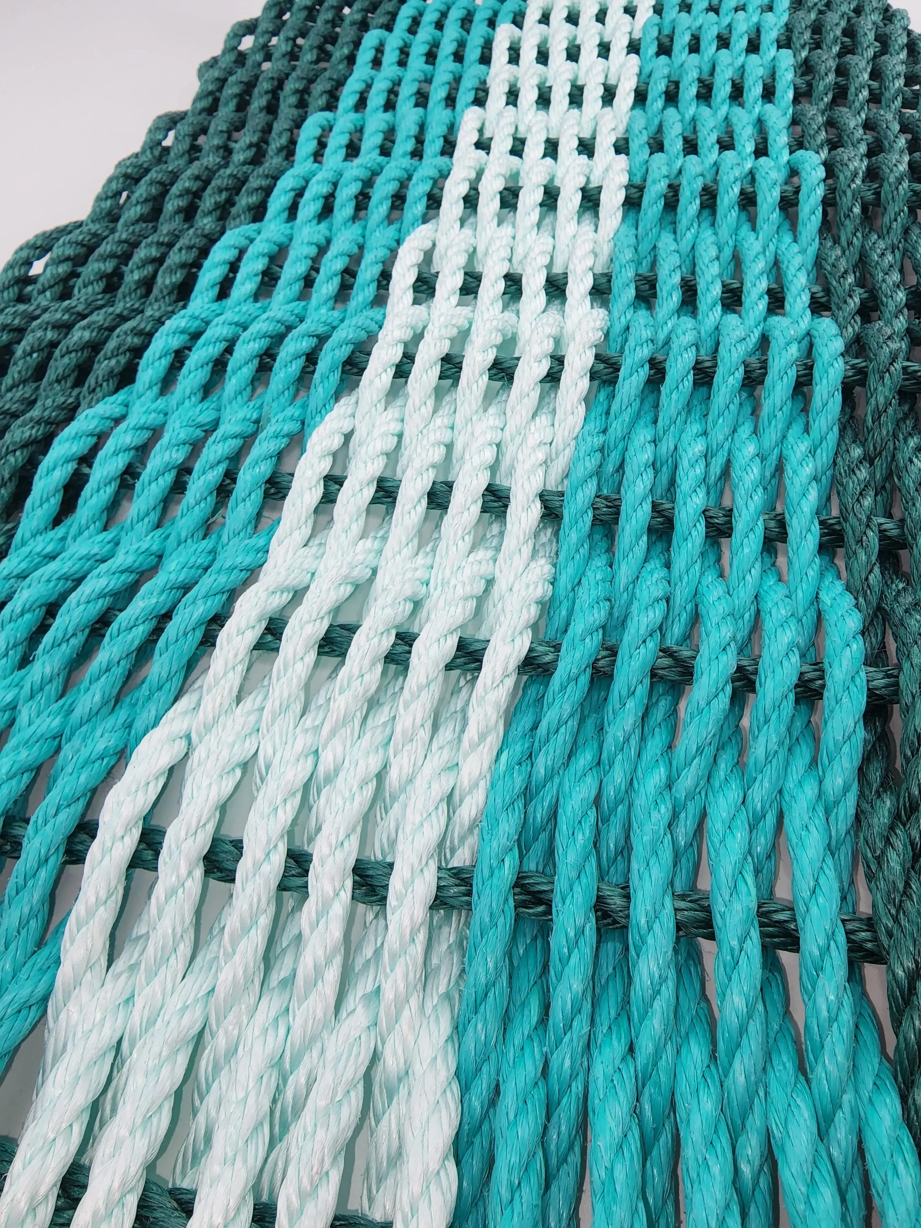 Lobster Rope Mat  Hunter Green, Teal and SeaFoam