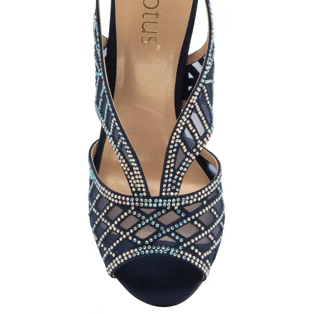 Lotus Womens Shoe Natalia Navy/Diamante