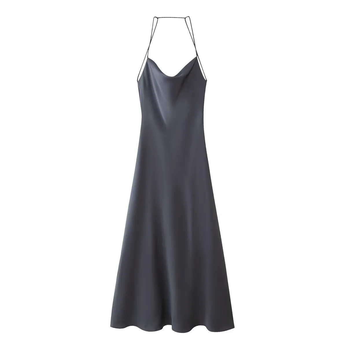 Love Letter Satin Cowl Neck Maxi Dress - Black