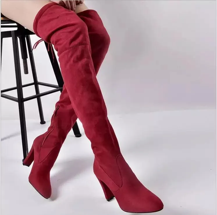 Luxury Suede Heels Boots