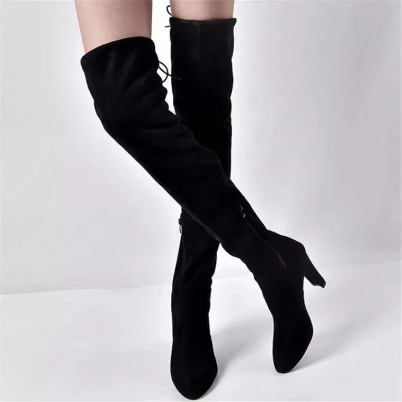 Luxury Suede Heels Boots