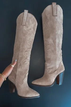 Making My Way Downtown Suede Leather Western Boot