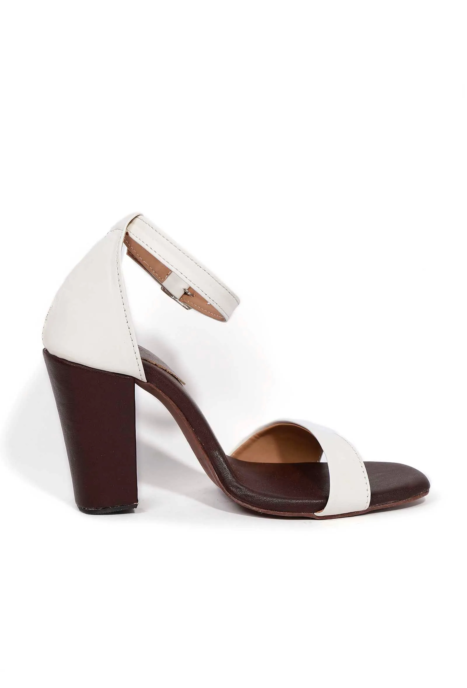 Maria White Strap Cushion Padded Heels