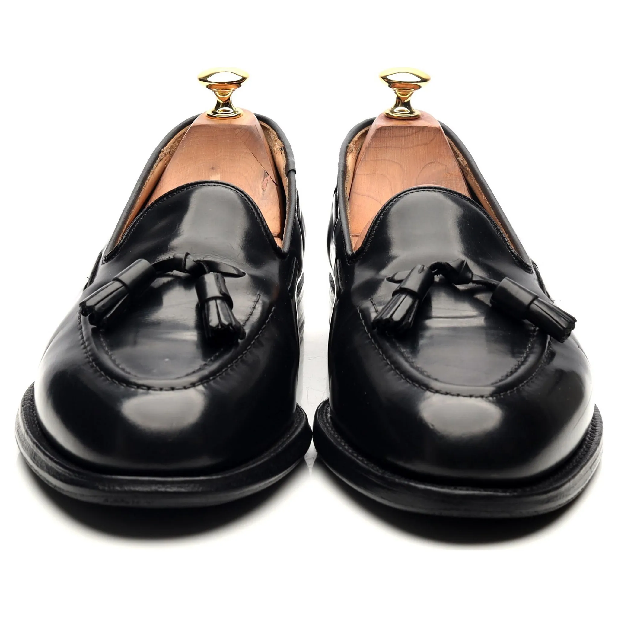 'Melbourne' Black Leather Tassel Loafers UK 9 F