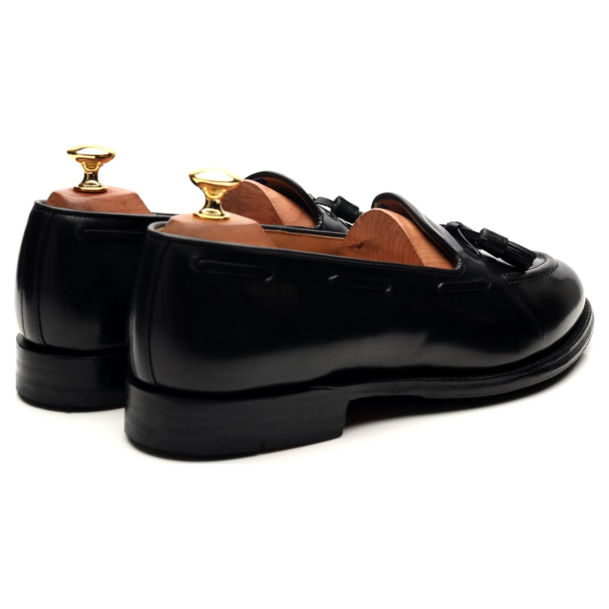 'Melbourne' Black Leather Tassel Loafers UK 9 F