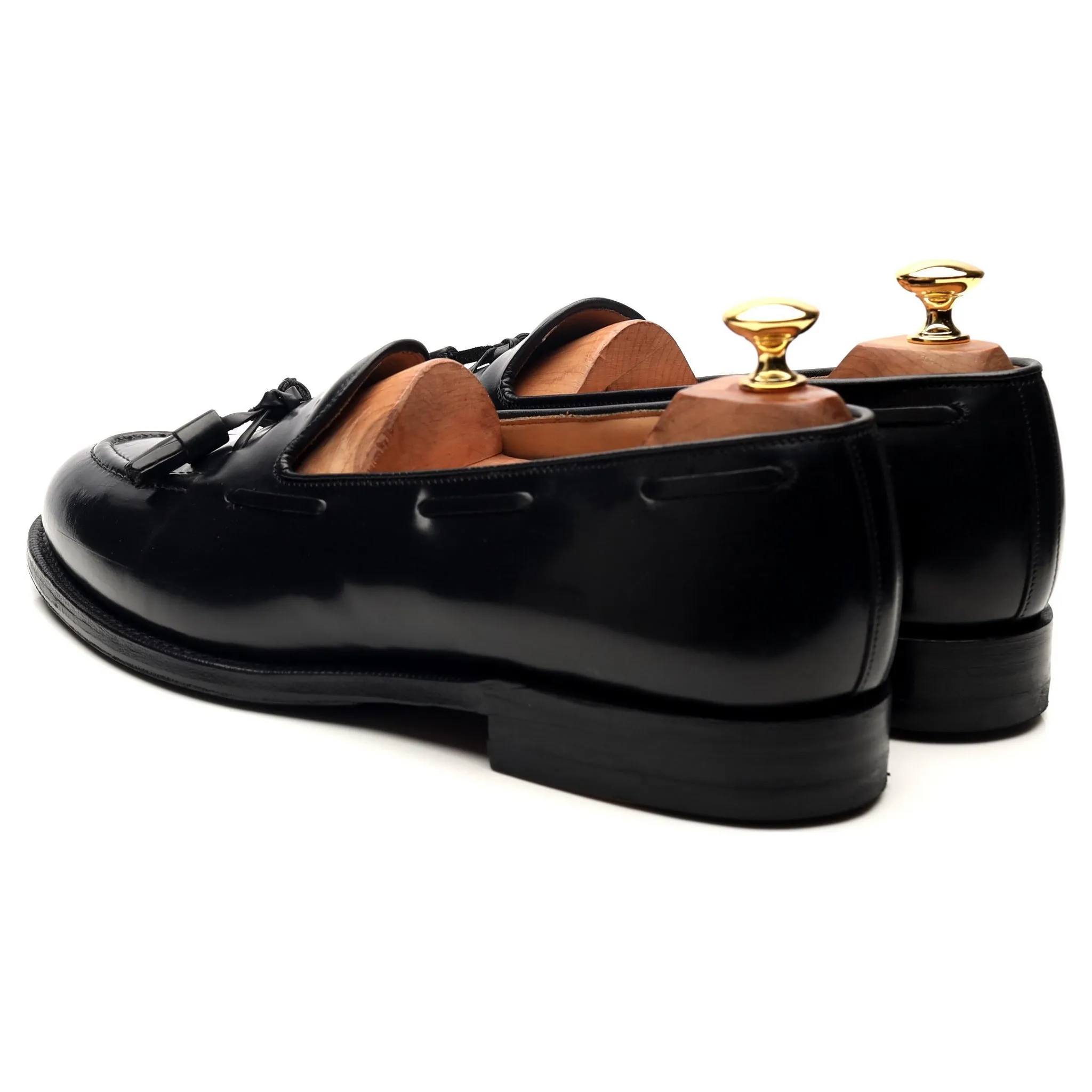 'Melbourne' Black Leather Tassel Loafers UK 9 F