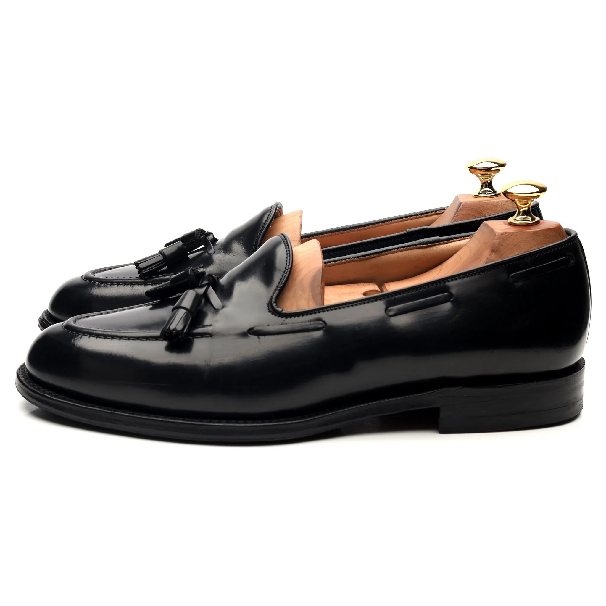 'Melbourne' Black Leather Tassel Loafers UK 9 F