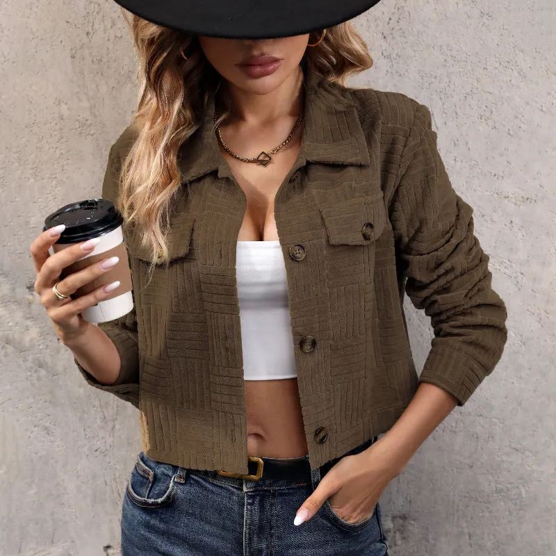 METAVERSMALL New autumn new corduroy jacket short coat lapel early autumn coat women