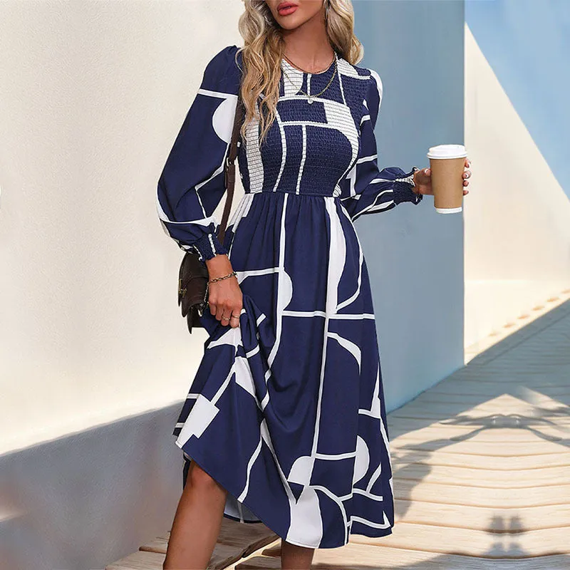 METAVERSMALL New Hot Trade New New 2025 Autumn Women's Clothing  Collection Long Sleeve Printed Dress