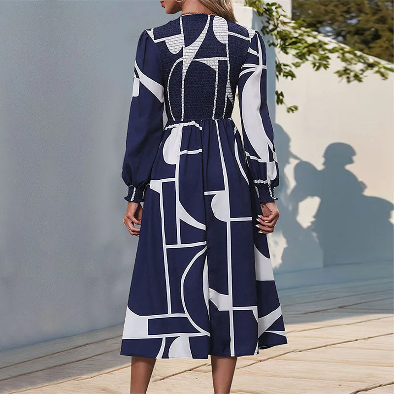 METAVERSMALL New Hot Trade New New 2025 Autumn Women's Clothing  Collection Long Sleeve Printed Dress