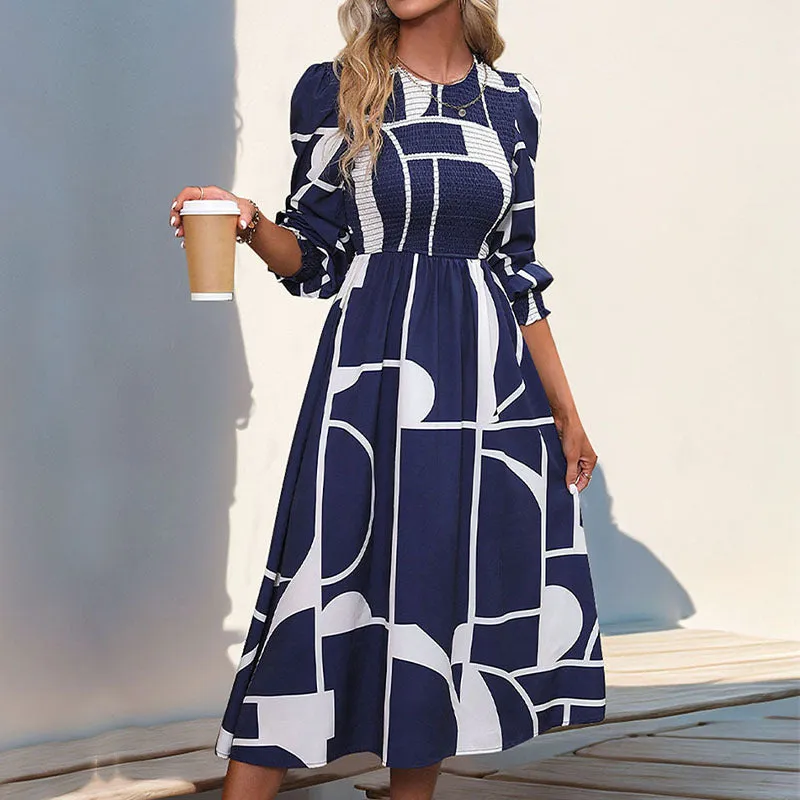 METAVERSMALL New Hot Trade New New 2025 Autumn Women's Clothing  Collection Long Sleeve Printed Dress