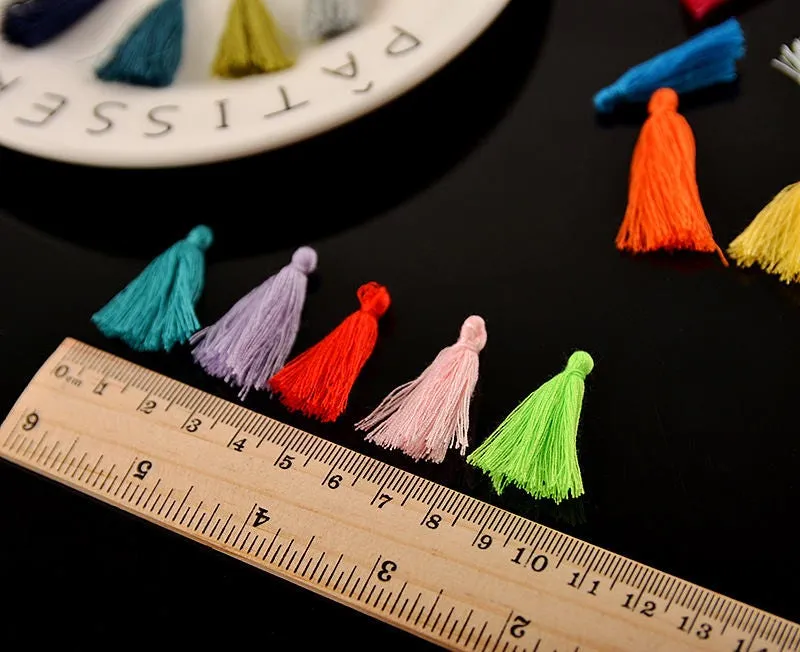 Mini Cotton Tassel Tiny Small Short Fluffy Boho Fringe Dangle 3.6cm Multi Color Bracelet Earring Macrame Keychain Curtain Garland Wall Art