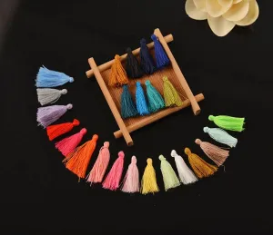 Mini Cotton Tassel Tiny Small Short Fluffy Boho Fringe Dangle 3.6cm Multi Color Bracelet Earring Macrame Keychain Curtain Garland Wall Art