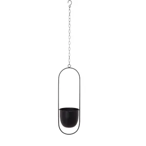 Minimalist Metal Plant Hanger Oval Shape-Black