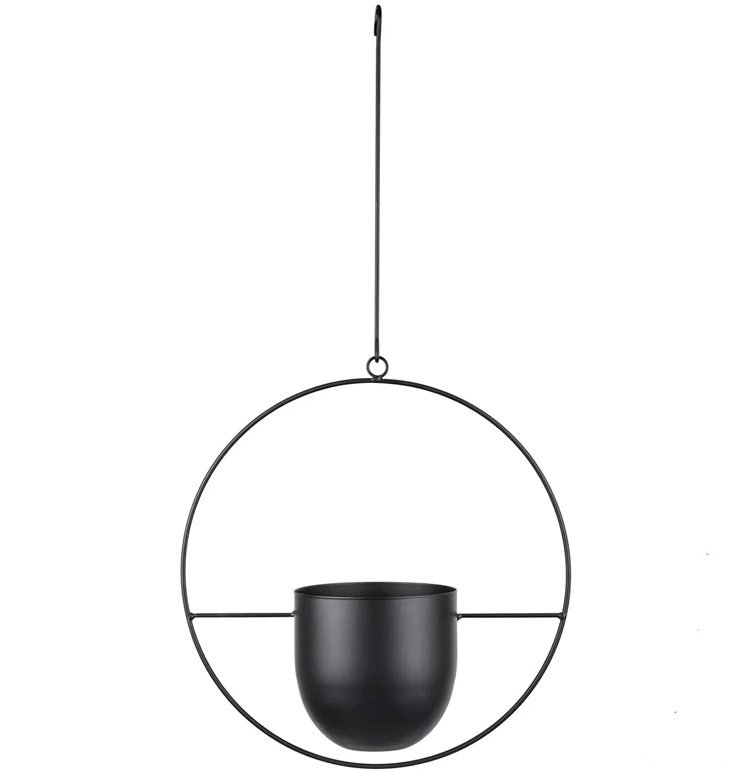 Minimalist Metal Plant Hanger Round Shape-Black