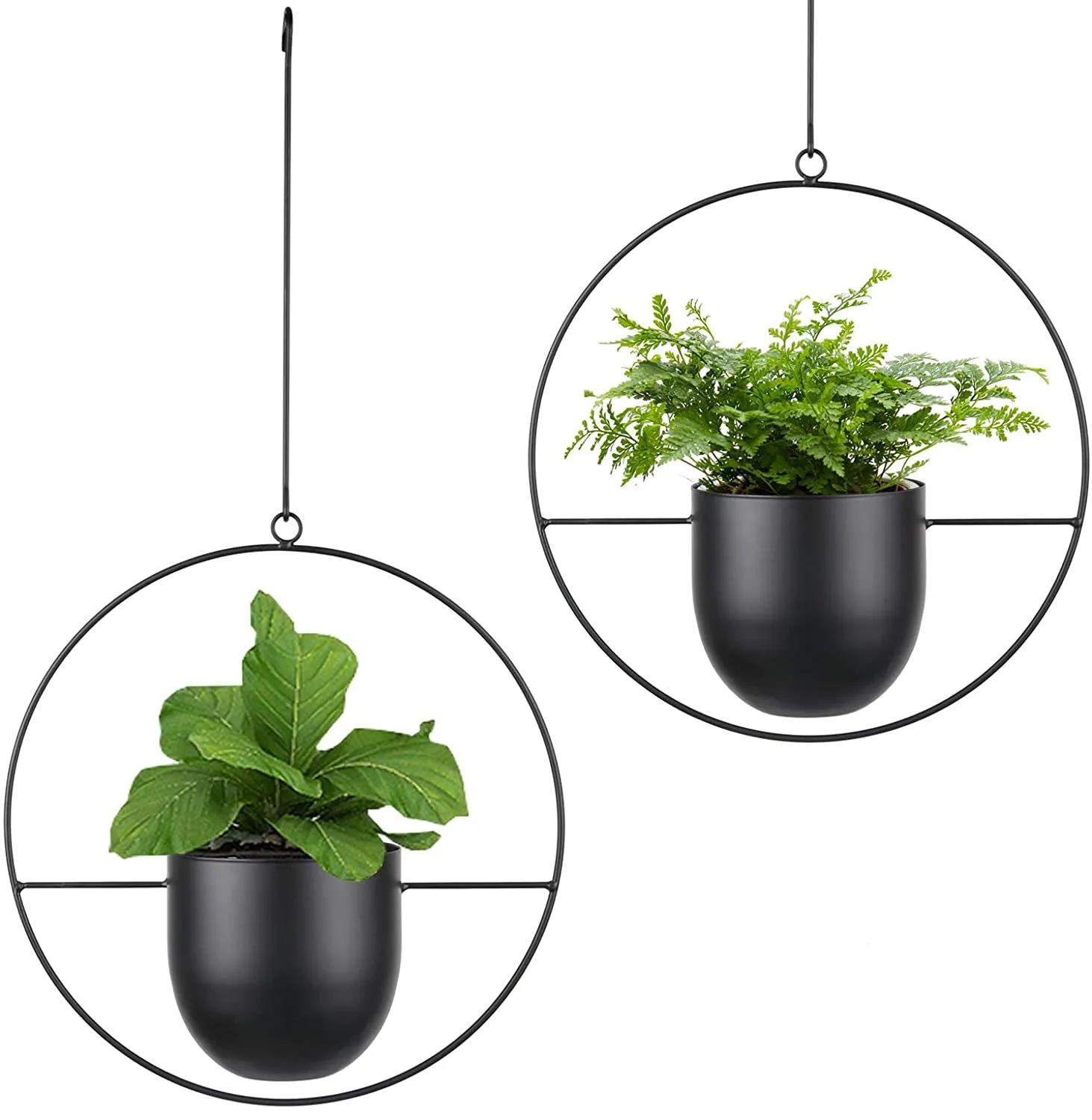 Minimalist Metal Plant Hanger Round Shape-Black