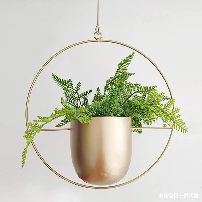 Minimalist Metal Plant Hanger Round Shape-Gold