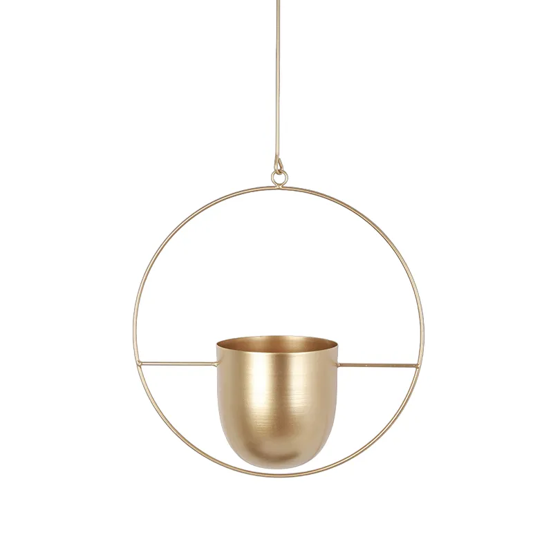 Minimalist Metal Plant Hanger Round Shape-Gold