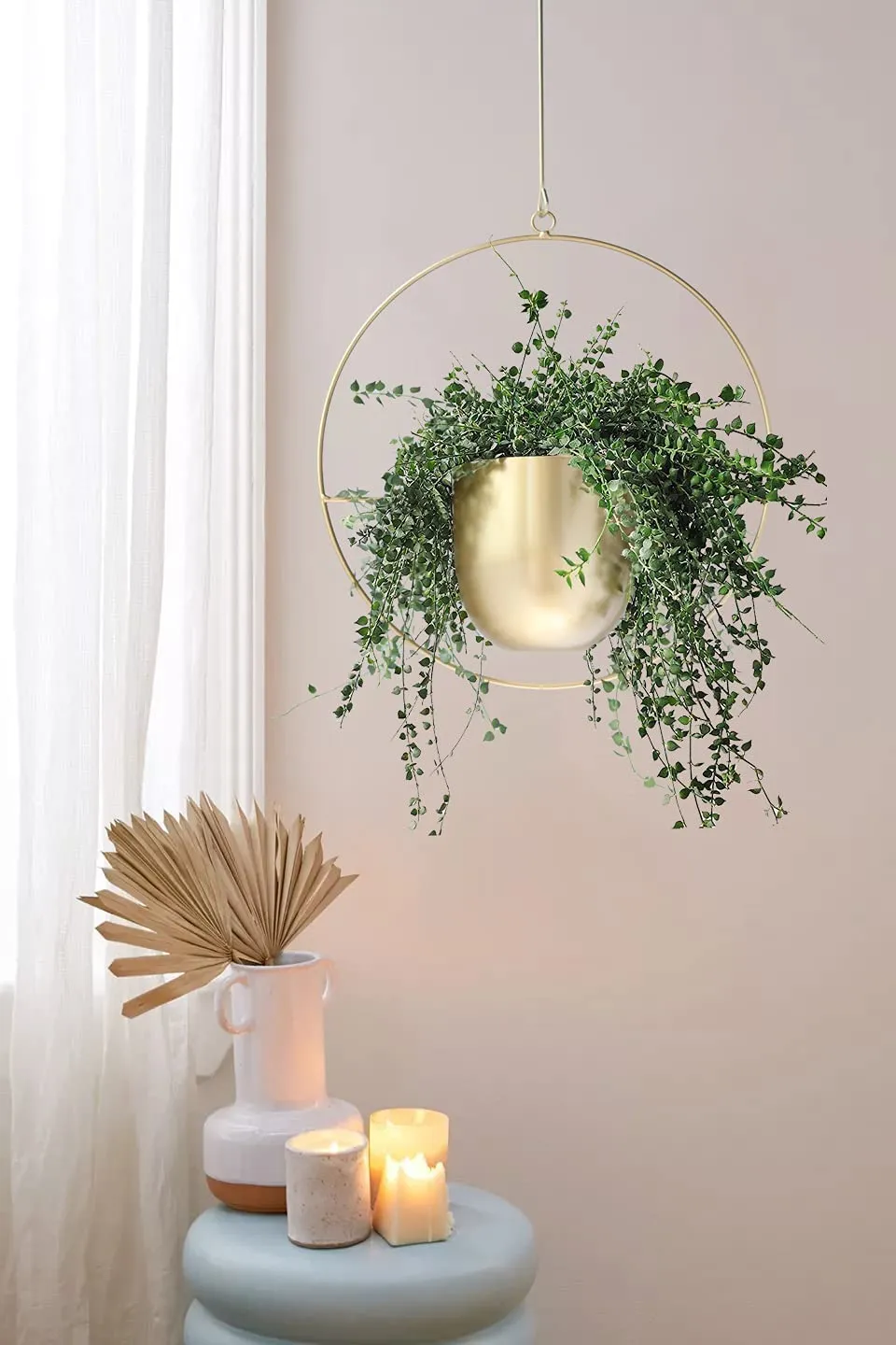 Minimalist Metal Plant Hanger Round Shape-Gold