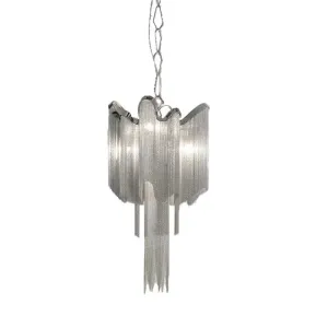 Modern Aluminum Chain Tassel Chandelier - Stylish 4-Light Silver Ceiling Light"
(Note: The revised title maintains the essential keywords while making it more concise for SEO purposes.)