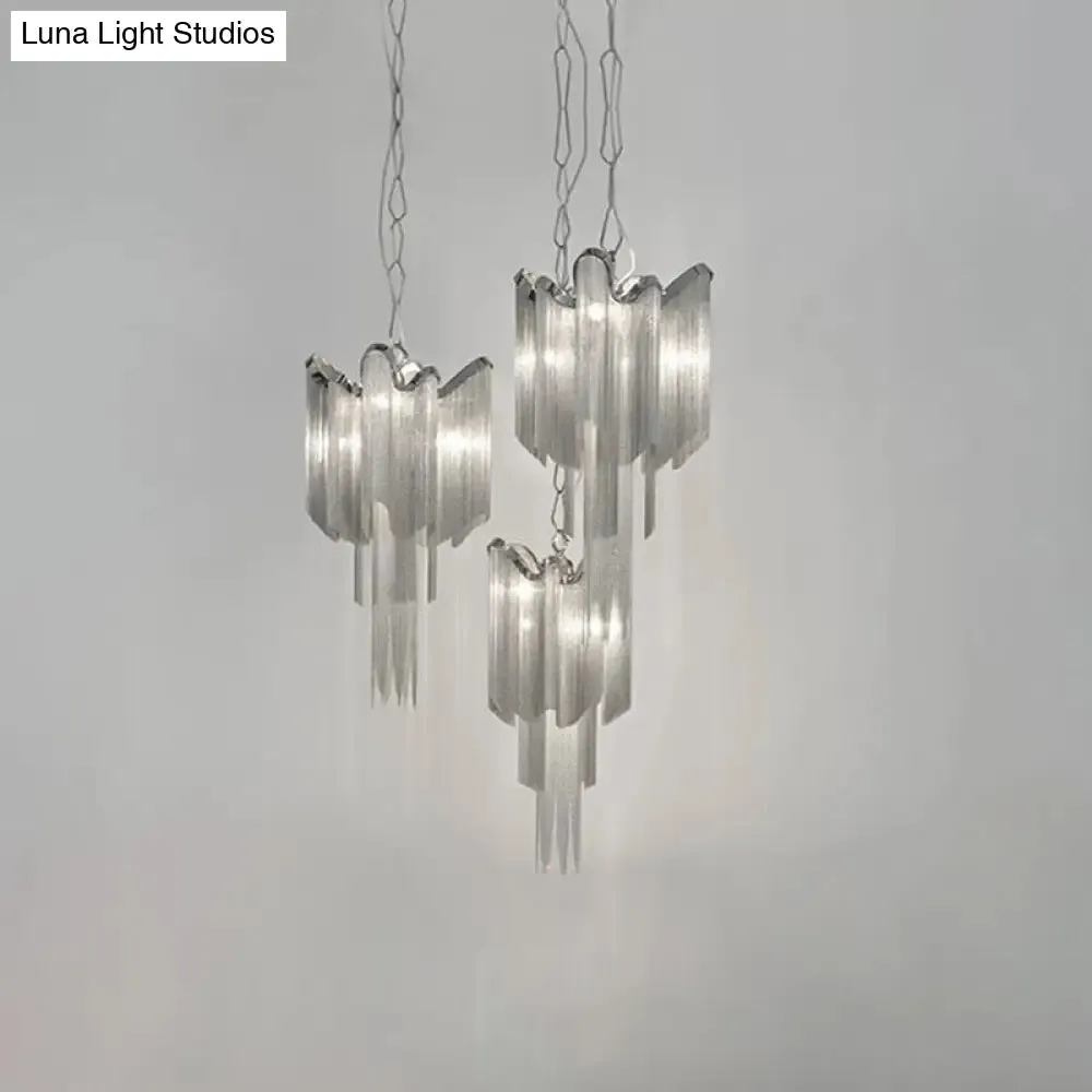 Modern Aluminum Chain Tassel Chandelier - Stylish 4-Light Silver Ceiling Light"
(Note: The revised title maintains the essential keywords while making it more concise for SEO purposes.)