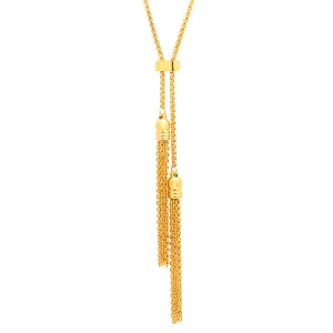 Modern Double Tassel Gold Tone Steel Necklace