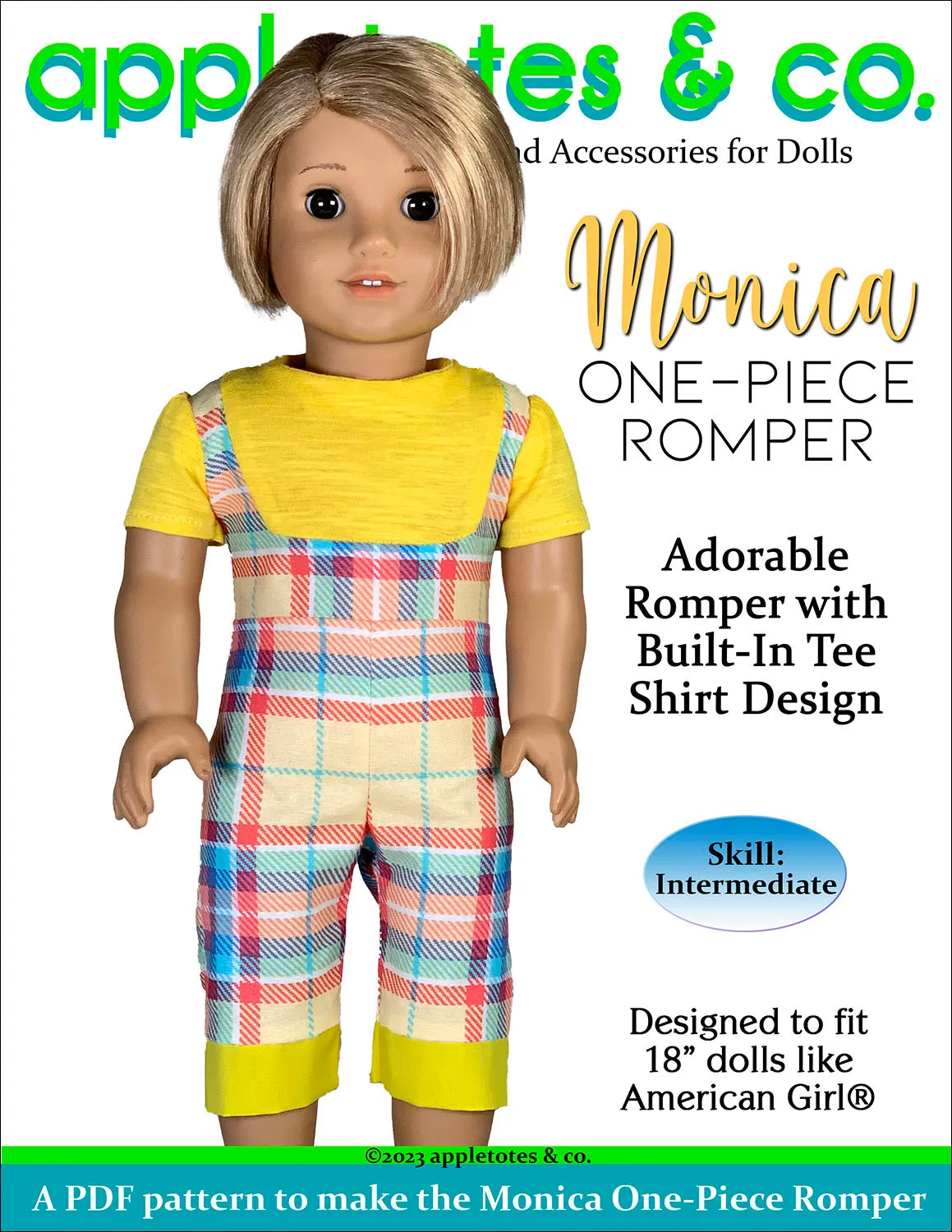 Monica One-Piece Romper 18 Inch Doll Sewing Pattern