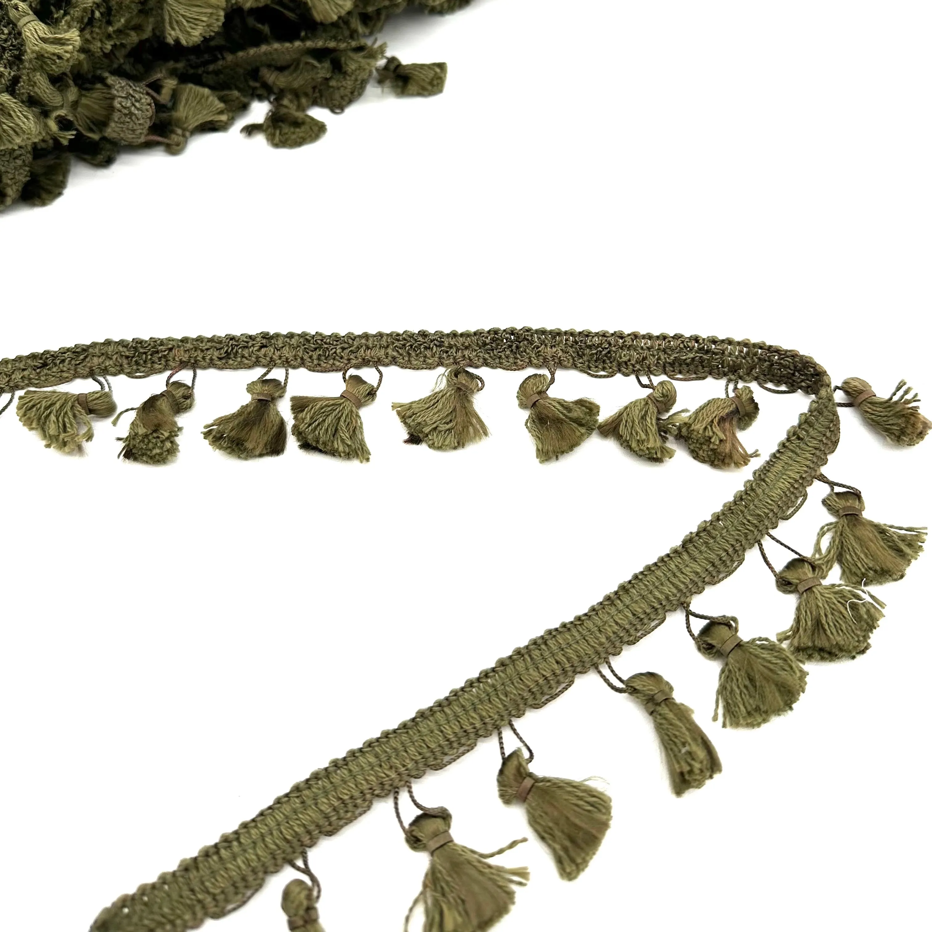 Moss Green Small High Quality Decorative Tassel Trim by the yard