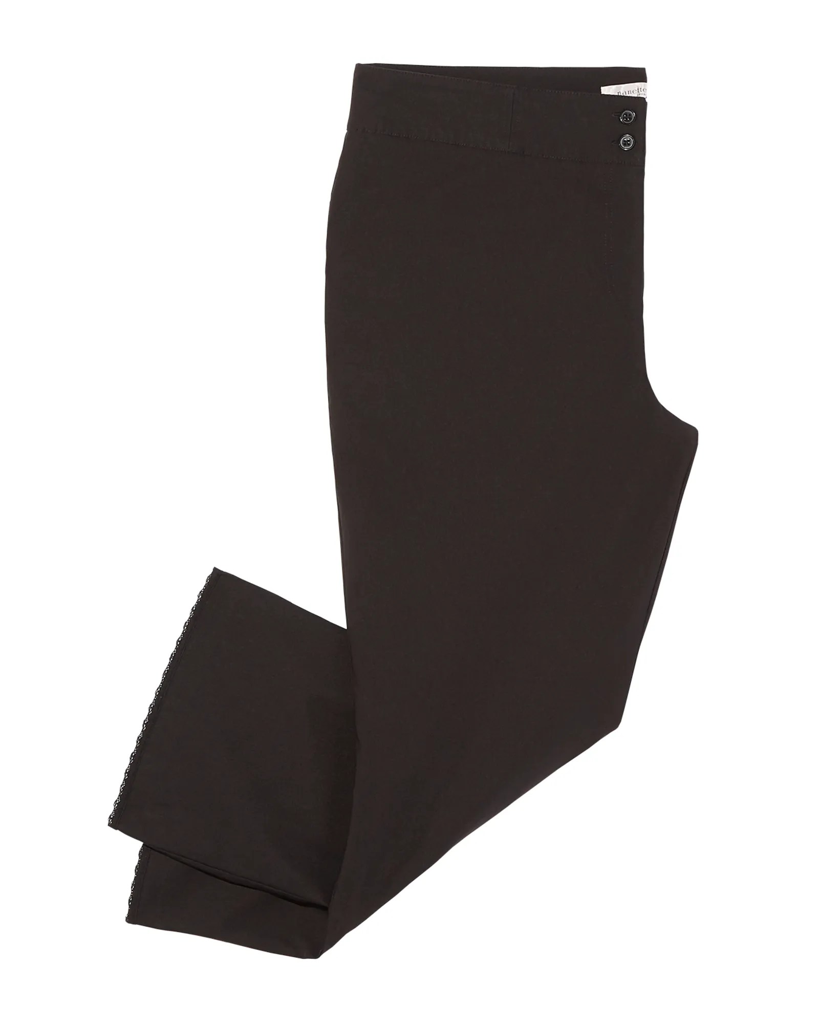 Munich Flared Trouser with Scalloped Lace Hem | Black