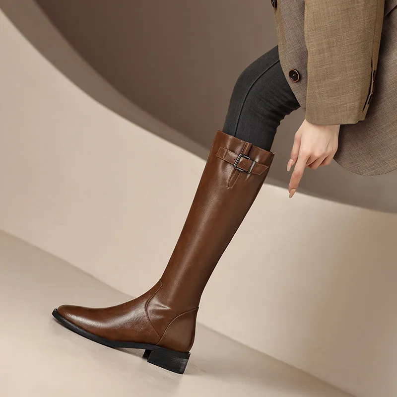 Nahla Brown Knee High Boots for Women