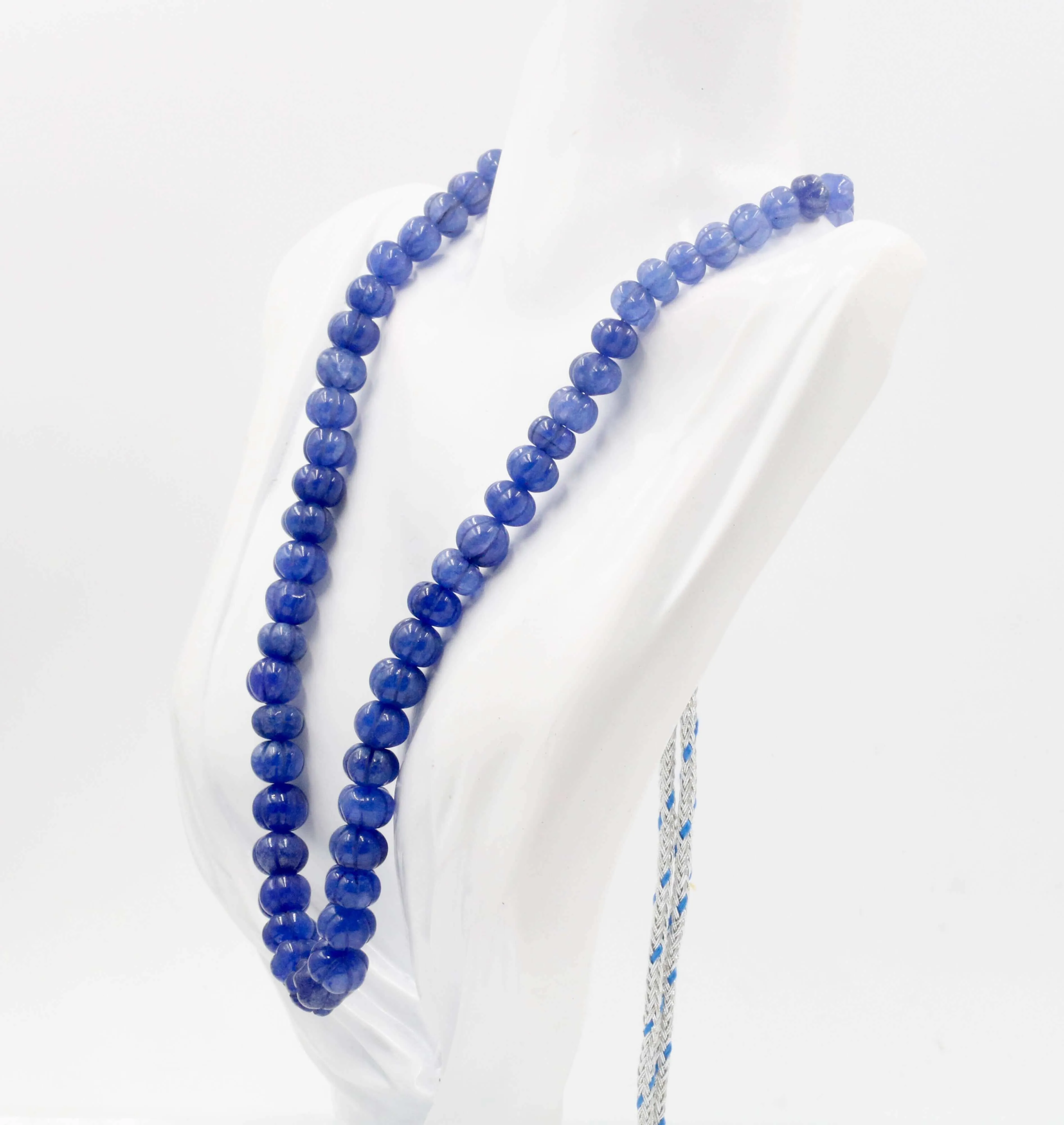 Natural Blue Quartz gemstone Necklace Blue Quartz Jewelry Quartz stone Necklace Blue Quartz Pumpkin Necklace Quartz Beads SKU:6142607