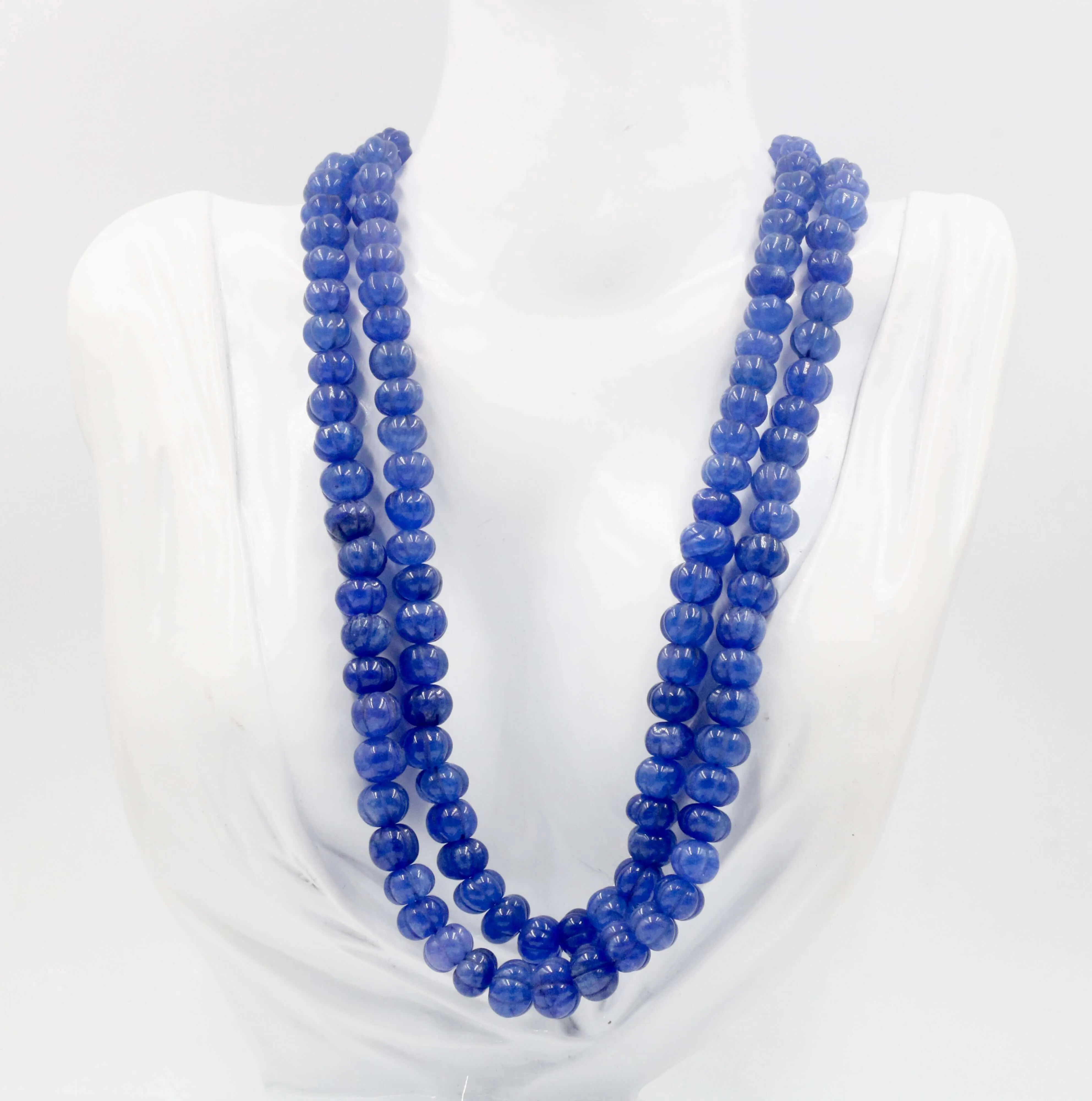 Natural Blue Quartz gemstone Necklace Blue Quartz Jewelry Quartz stone Necklace Blue Quartz Pumpkin Necklace Quartz Beads SKU:6142607