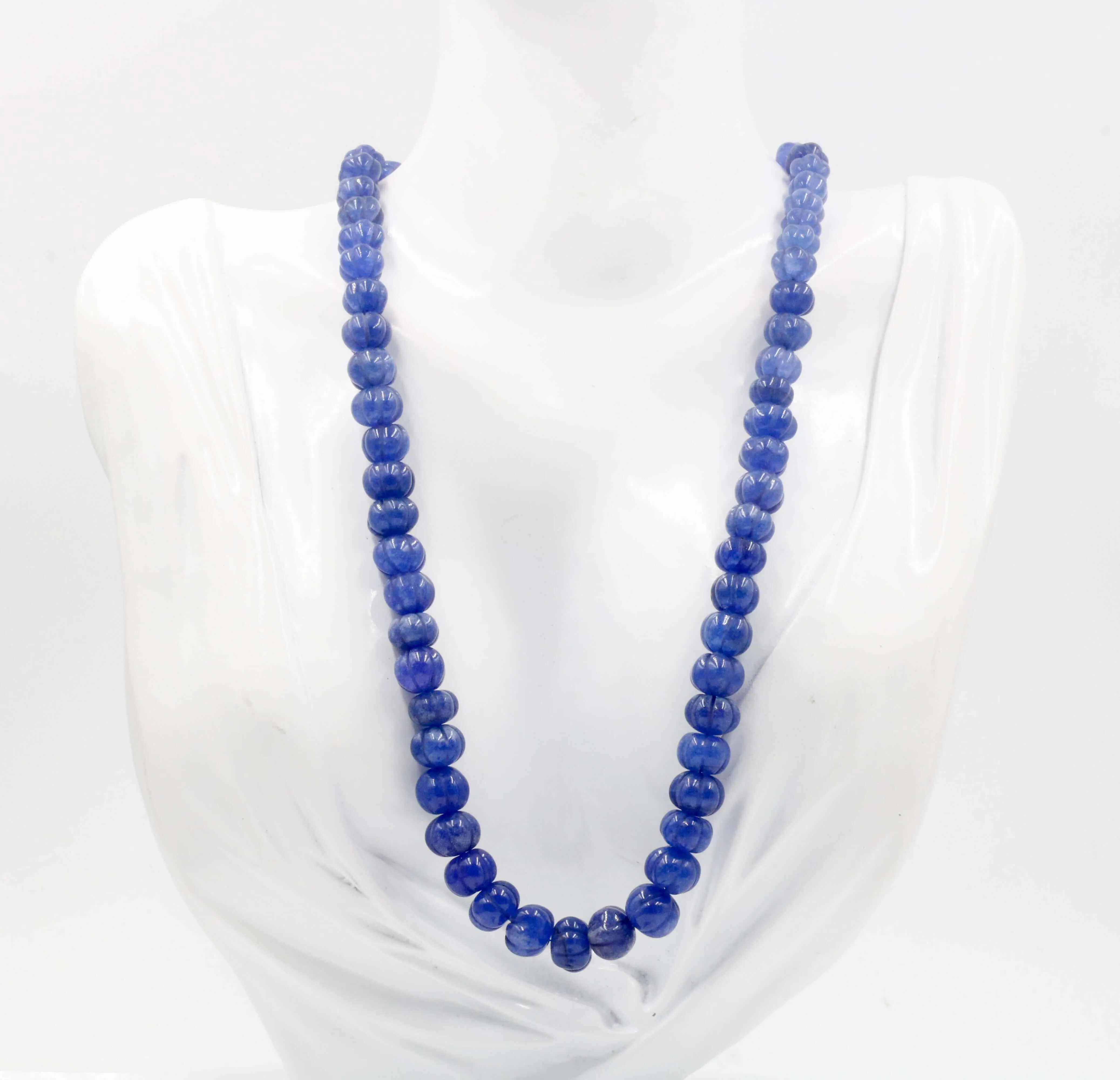 Natural Blue Quartz gemstone Necklace Blue Quartz Jewelry Quartz stone Necklace Blue Quartz Pumpkin Necklace Quartz Beads SKU:6142607