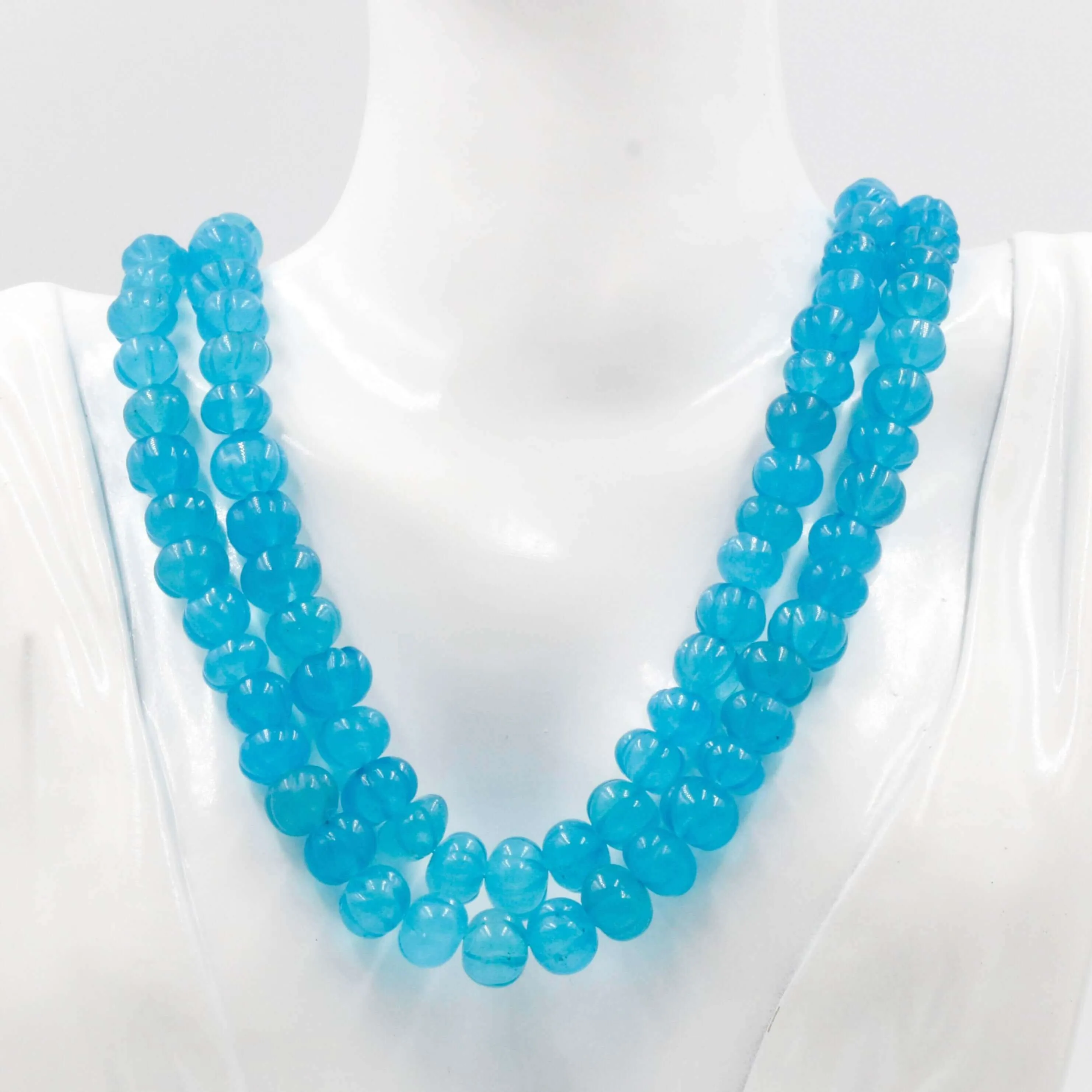 Natural Blue Quartz Necklace Blue Quartz Beaded Necklace Blue Gemstone Necklace Indian Necklace Sarafa Necklace Quartz Jewelry SKU 6142882