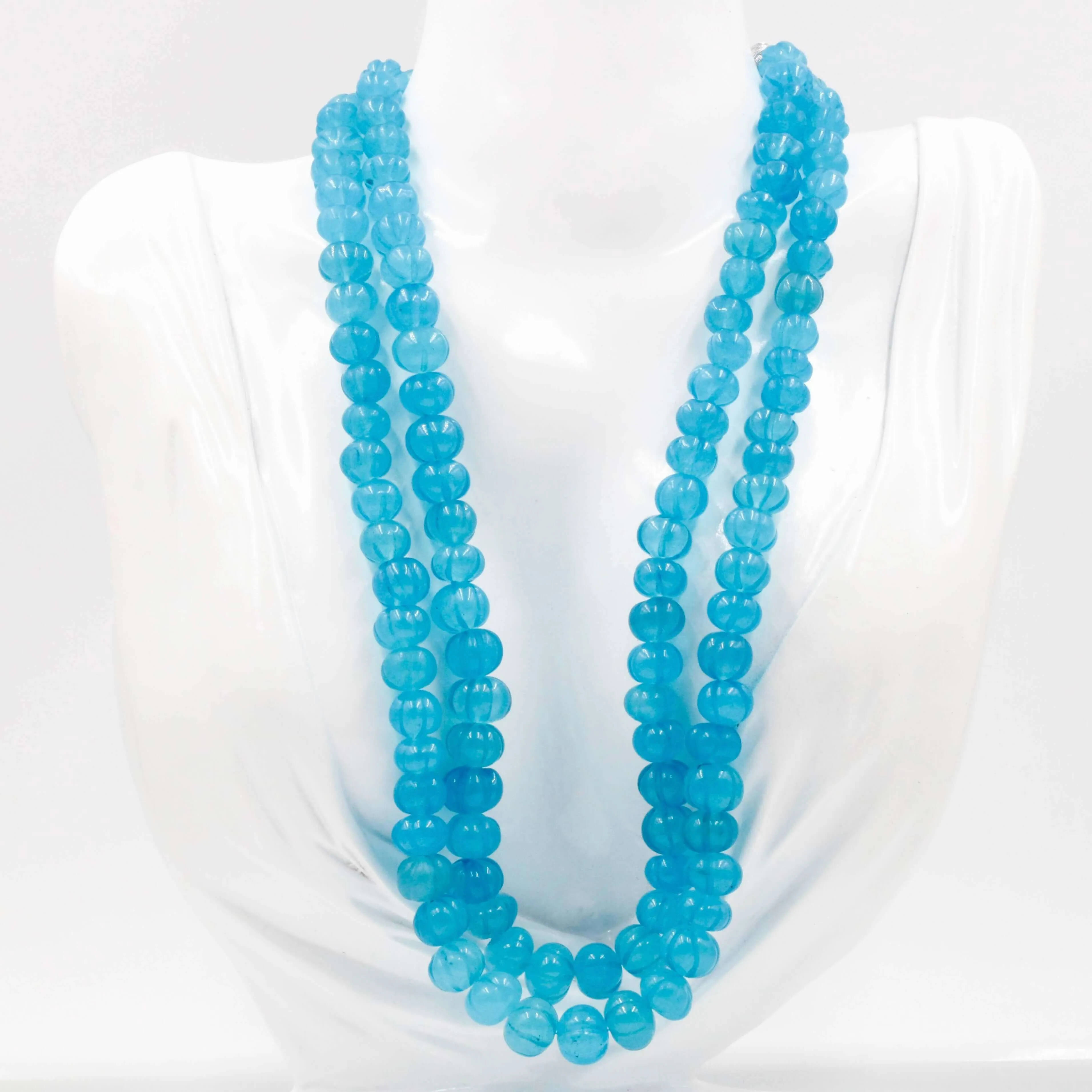 Natural Blue Quartz Necklace Blue Quartz Beaded Necklace Blue Gemstone Necklace Indian Necklace Sarafa Necklace Quartz Jewelry SKU 6142882