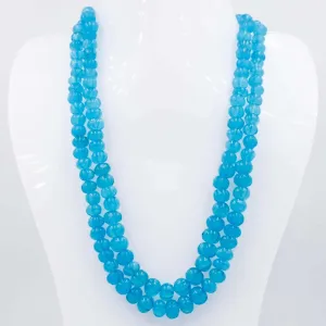 Natural Blue Quartz Necklace Blue Quartz Beaded Necklace Blue Gemstone Necklace Indian Necklace Sarafa Necklace Quartz Jewelry SKU 6142882