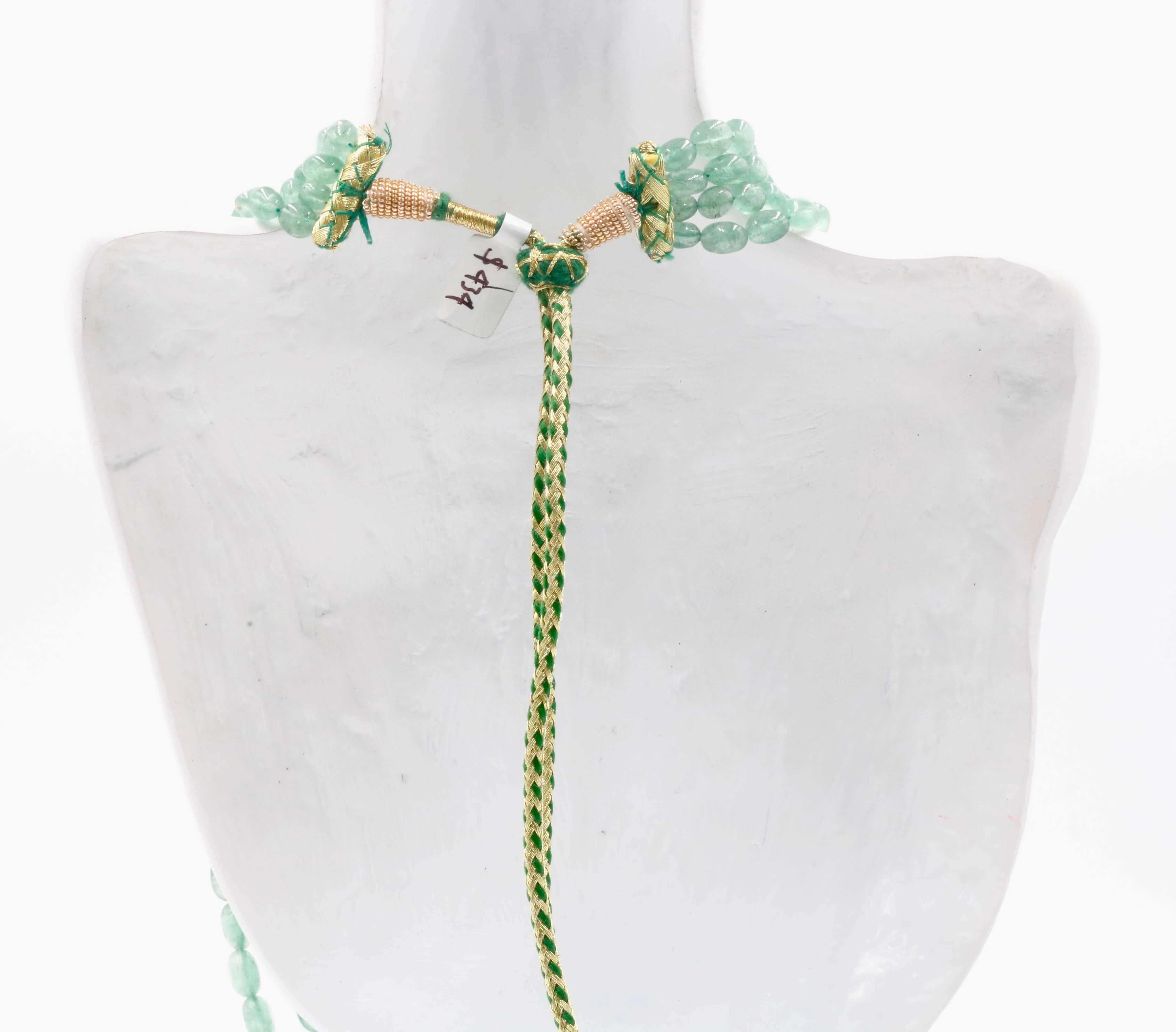 Natural Green Quartz Necklace Green Quartz Beaded Quartz Necklace Green Quartz Gemstone Indian Necklace Quartz Sarafa SKU 6143023